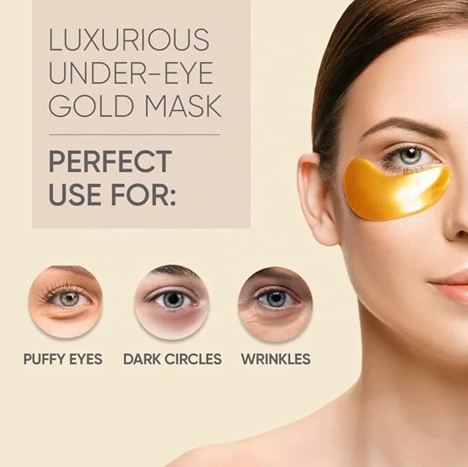 mascarillas de tratamiento ocular con colageno, Parches para el cuidado de la piel bajo los ojos de oro de 24 Kilates-Velvo Beauty