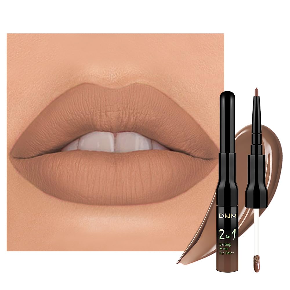 evpct 1Pcs True Nude Matte Lip Liner & Liquid Lipstick Stain Makeup Set for Women, Nude Lip Liner Stain Long Lasting Waterproof Smudge Proof, Cruelty Free Liquid Lip Stick Makeup 24 hours originales-Velvo Beauty