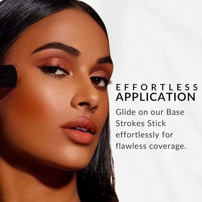 Base Strokes Crème Foundation Stick by Flori Roberts, Full Coverage for Women of Color or Deeper Skin Tones, Long Lasting Makeup, Natural Finish, Complexion Concealer & Corrector-Velvo Beauty