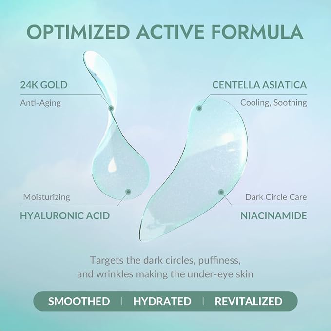 MIZON Cicaluronic Vegan De-puffing Eye Gel Patch, 24K Gold & Cica Under Eye Mask, Reduces Puffy Eyes, Dark Circles and Wrinkles (21 pairs)-Velvo Beauty