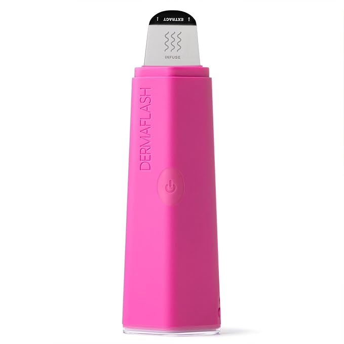DERMAFLASH DERMAPORE+™ Ultrasonic 2-in-1 Pore Extractor and Serum Infuser, Pop Pink-Velvo Beauty