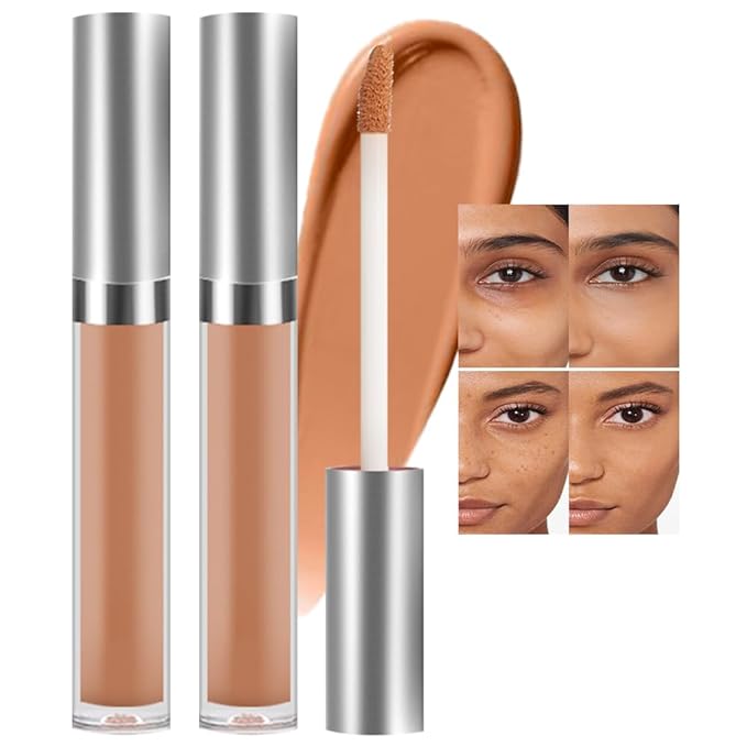 Kaely 2Pcs Hydrating Concealer Wand,Full Coverage Liquid under Eye Concealer,Long Lasting Waterproof Primer Makeup for Dark Circles and Puffiness Trouble Spots Redness,Eye Ring corrector de ojeras 07-Velvo Beauty