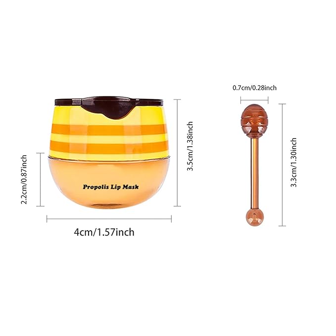 3Pcs Honey Lip Balm Honey Pot, Strawberry& Apple Lime Lip Mask Overnight Propolis Moisturizing Lip Balm Hydrating Prevention Dry and Crack Lip Scrubs Exfoliator, Beeswax with Vitamin E-Velvo Beauty