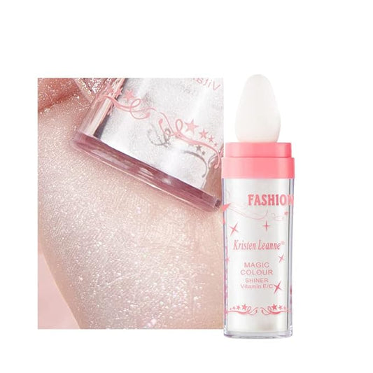 AKARY Shimmer Highlighter Powder, Fairy Polvo De Hadas Highlighter Powder & Blush Stick, Instant Glow Luminizer Duo, Glitter Body Face Hair High Gloss Stick, Sparkle Smudge-Proof Highlighter Stick Party Makeup (C-#01)-Velvo Beauty