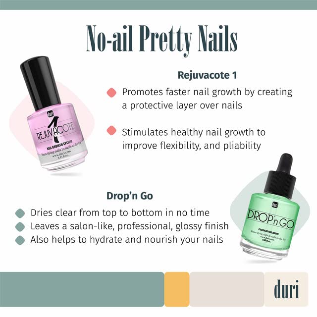 duri Rejuvacote 1 Nail Growth System and duri Drop'n Go Polish Drying Drops Combo-Velvo Beauty
