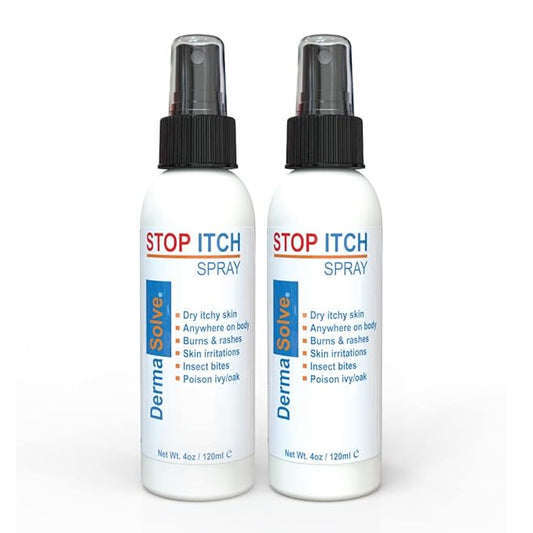 Dermasolve Stop Itch Spray with 100% Organic Neem Oil, Scalp and Body Psoriasis Relief, Dry Skin, Bites, Sunburn, Burns and Rashes-Velvo Beauty