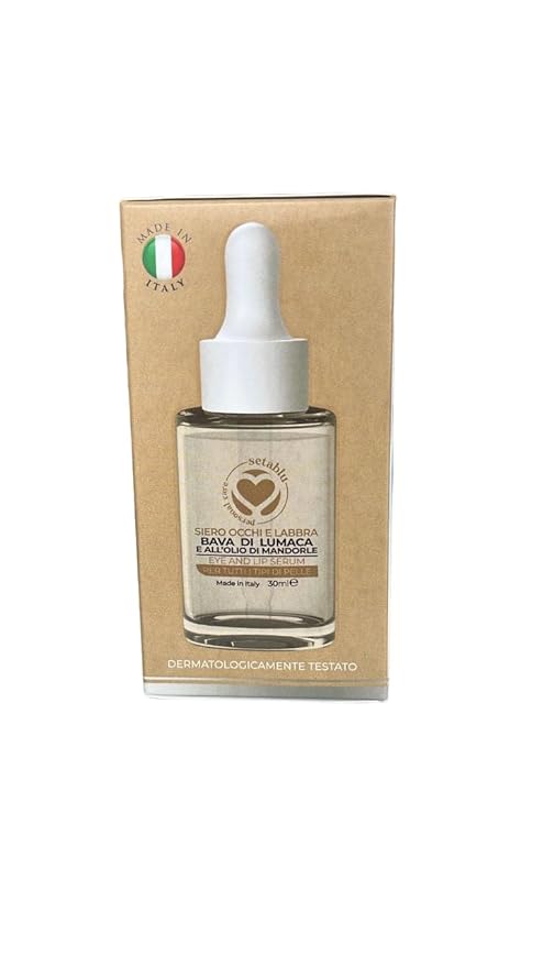 Siero Occhi e Labbra ala Bava di Lumaca e Olio di Mandorle with Snail Slime and Almond Oil for All Skin Types, 30 ml (Fl Oz 1.0) 1 unit - Made in Italy [italian import].-Velvo Beauty