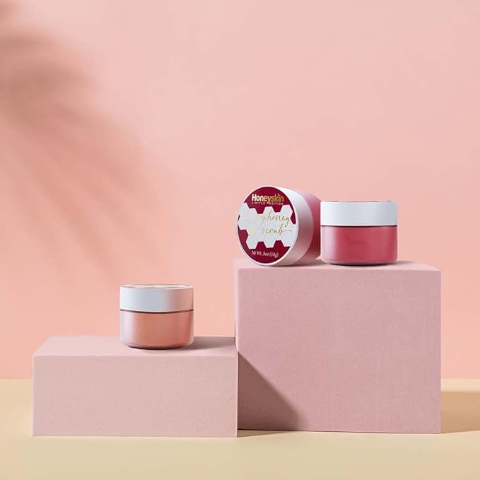 Lip Exfoliator Scrub and Lip Treatment - Gentle Lip Repair for Dry Cracked Lips and Lip Scrubs Exfoliator and Moisturizer - All Naturals Lip Brightening for Dark Lips (Cherry Honey)-Velvo Beauty