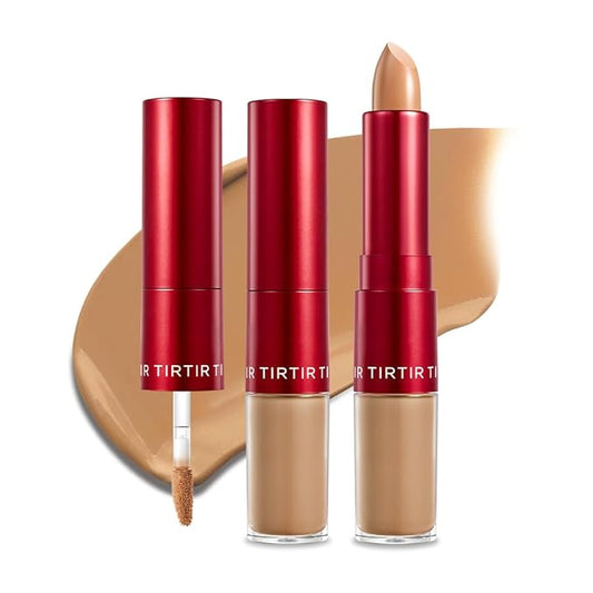 TIRTIR Glide&Hide Blurring Concealer - Creamy texture, Conceals dark circles and wrinkles, Dual formula (liquid tip & balm stick), Long-lasting wear, Korean Makeup, #7.5W, 0.28 Oz-Velvo Beauty