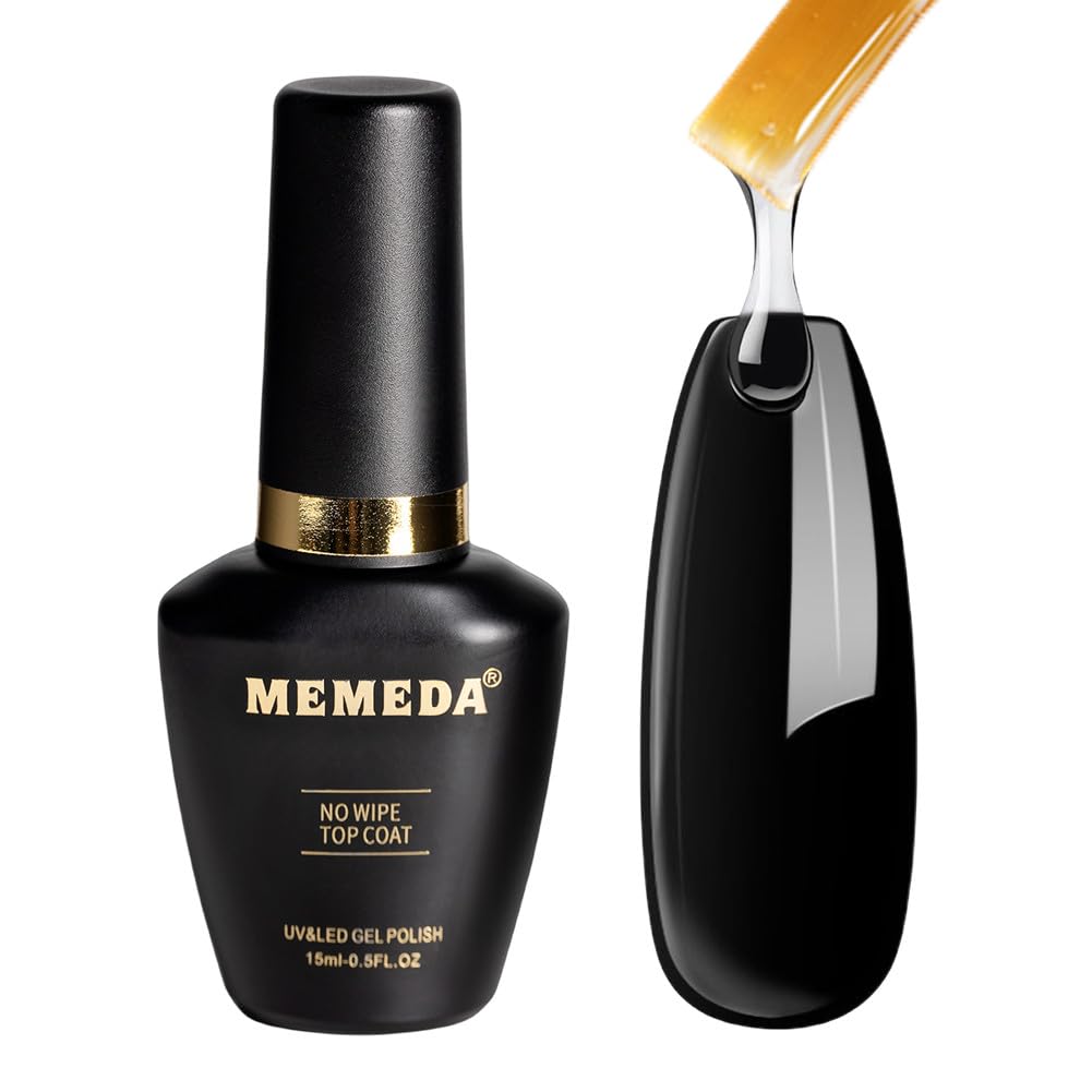 Gel Nail Polish Top Coat, 15ml No Wipe High Gloss Shiny Long Lasting Clear Top Gel for Acrylic Nails, Need U V/LED Lamp for Home DIY and Spring Nail Salon-Velvo Beauty