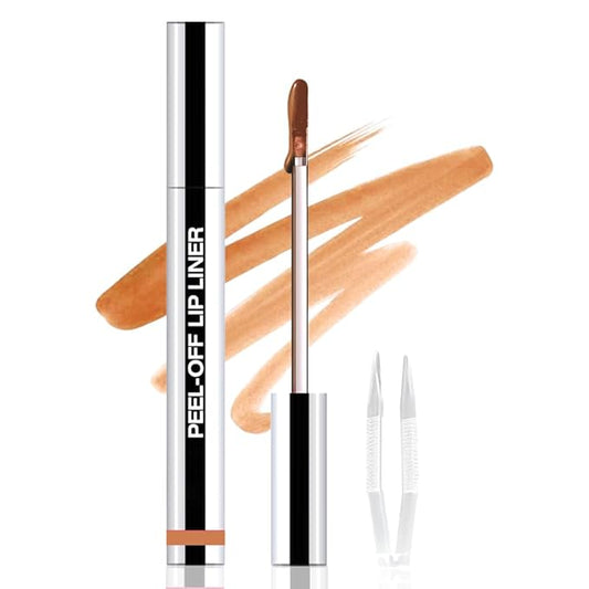Peel Off Matte Liquid Lip Gloss Stain-Lip Liner with Tweezer, Orange BrownPeel Off Lip Stain, Long Lasting & Waterproof Lipstick Tattoo, Transfer-Proof Lip Gloss for All Skin Types (01#, 1Pcs)-Velvo Beauty