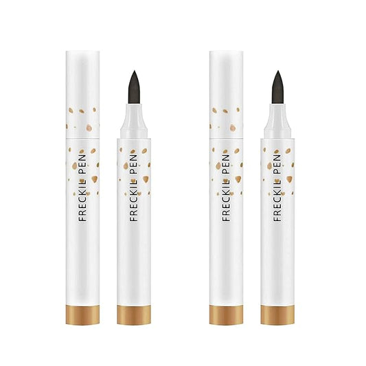 2 Pcs Freckle Pen Set, Natural Lifelike Fake Freckles Makeup Pen Magic Brown Color Freckles Makeup Tool Long-Lasting Waterproof Dot Spot Pen for Effortless Sunkissed Makeup (Light Brown)-Velvo Beauty