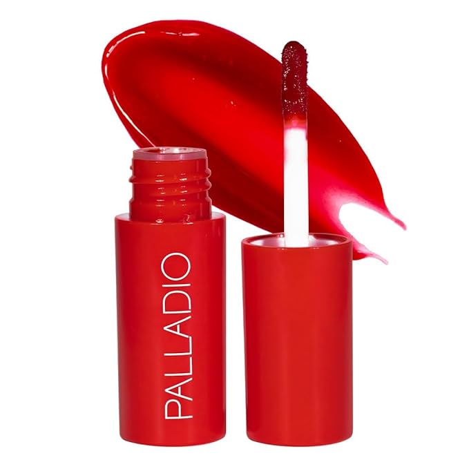 Palladio Jelly Tint, Liquid Stain for Cheeks & Lips, Vivid Color Lip Stain, Lightweight Non-Sticky and Transfer-proof, Natural Finish Makeup, Cherry Rose-Velvo Beauty