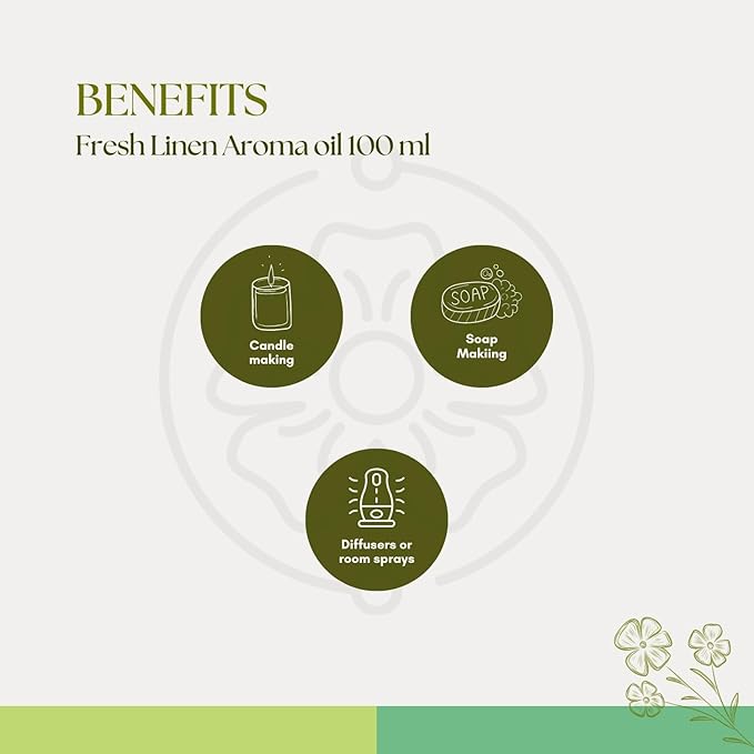 Roots & Above Fresh Linen Aroma Oil 3.38 oz/100ml Perfect for Diffusers, Soap Making, Candles, Lotion, Home Scents, Perfume & Fragrance Oils-Velvo Beauty