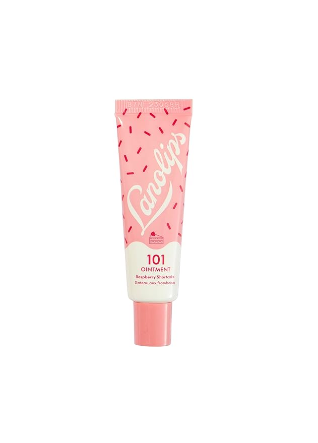 Lanolips 101 Delicious Rasberry Shortcake - Lip Balm with Vitamin E Oil and Lanolin for Lip Hydration - Naturally Flavored Lanolin Lip Balm for Very Dry Lips - Dermatologist Tested (.35 Oz)-Velvo Beauty