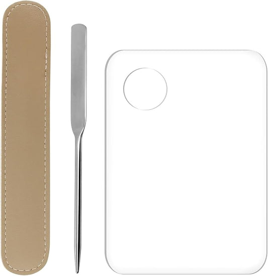 1set Plastic Makeup Mixing Palette and Spatula Cosmetic Palette Foundation Palette For Nail Art Eye Shadow Lipsticks Mixing Makeup Tools Makeup Applicator Kit (3.94x5.83inch)-Velvo Beauty