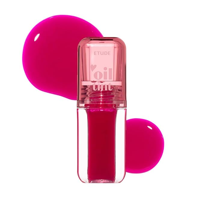 ETUDE Dear Darling Oil Tint #3 Neon Pink 4.2g | High Moisturizing and Strong Hydrating Lip Oil/Lip Gloss | Smooth and Moist Lips | Non-Sticky Lip Oil Tint For Dry Lips | K-beauty-Velvo Beauty