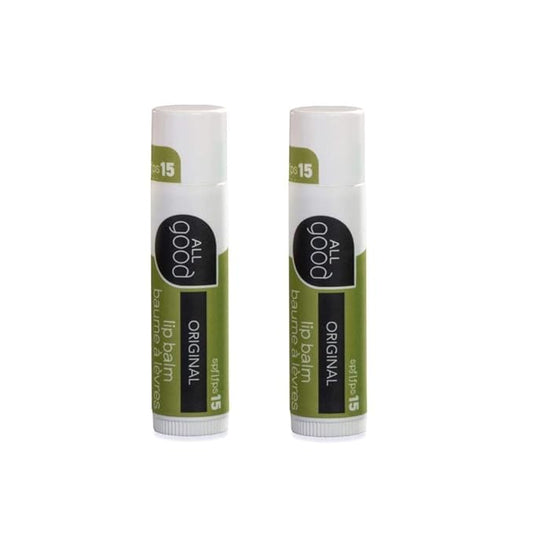 All Good SPF 15 Lip Balm for Soft Smooth Lips - Calendula, Lavender, Olive Oil, Beeswax, Vitamin E | Zinc Oxide Sun Protection (Original)(2-Pack)-Velvo Beauty