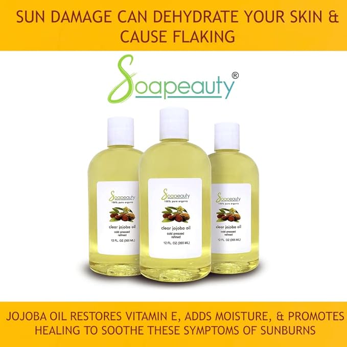 Soapeauty Clear Jojoba Oil | 100% Pure & Natural | Refined, Cold Pressed, Hexane Free | Moisturizing Oil for Skin, Face, Hair & Nails | 12 fl oz-Velvo Beauty