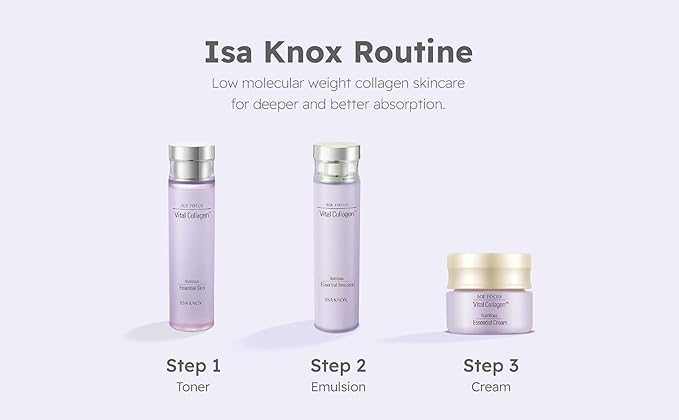 ISA KNOX AGE FOCUS VITAL COLLAGEN SKINCARE GIFT SET - Korean Luxury Premium High-end Skin Toner, Emulsion Lotion, Cream, Hydrolyzed Collagen, Vitamin B12, E, C, (370ml / 12.51 Fl Oz)-Velvo Beauty