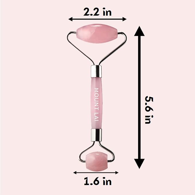 Mount Lai De-Puffing Rose Quartz Facial Roller – The Stone of Love, Certified Rose Quartz Face Roller for Anti-Aging, Soothing & Radiant Skin, Facial Massager Tool for Self-Care Ritual-Velvo Beauty