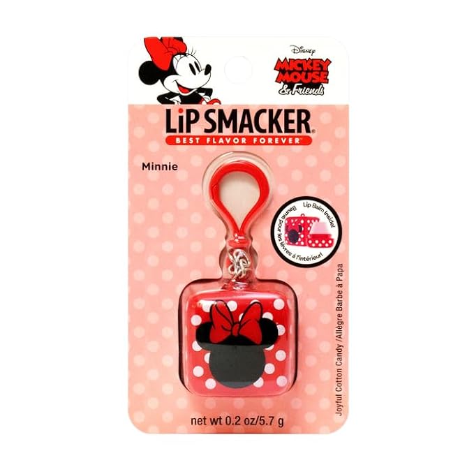 Lip Smacker Disney Minnie Mouse Cube Flavored Lip Balm, Minnie Joyful Cotton Candy, Clear, For Kids-Velvo Beauty