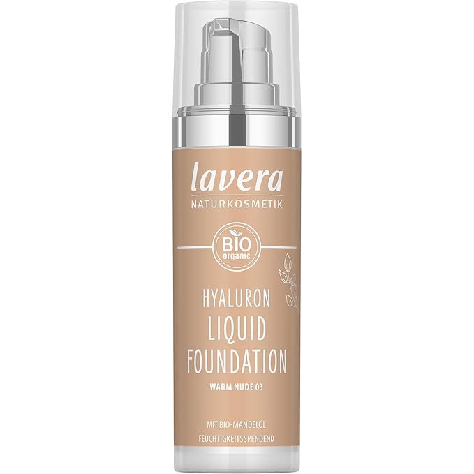 lavera Hyaluron Liquid Foundation - Warm Nude 03 - Foundation Make Up with Hyaluron & Almond Oil for a Flawless Complexion - Face Make Up - PETA Certified - Vegan - Made in Germany - 1 Fl Oz-Velvo Beauty