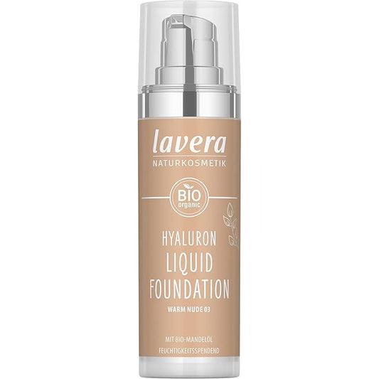 lavera Hyaluron Liquid Foundation - Warm Nude 03 - Foundation Make Up with Hyaluron & Almond Oil for a Flawless Complexion - Face Make Up - PETA Certified - Vegan - Made in Germany - 1 Fl Oz-Velvo Beauty