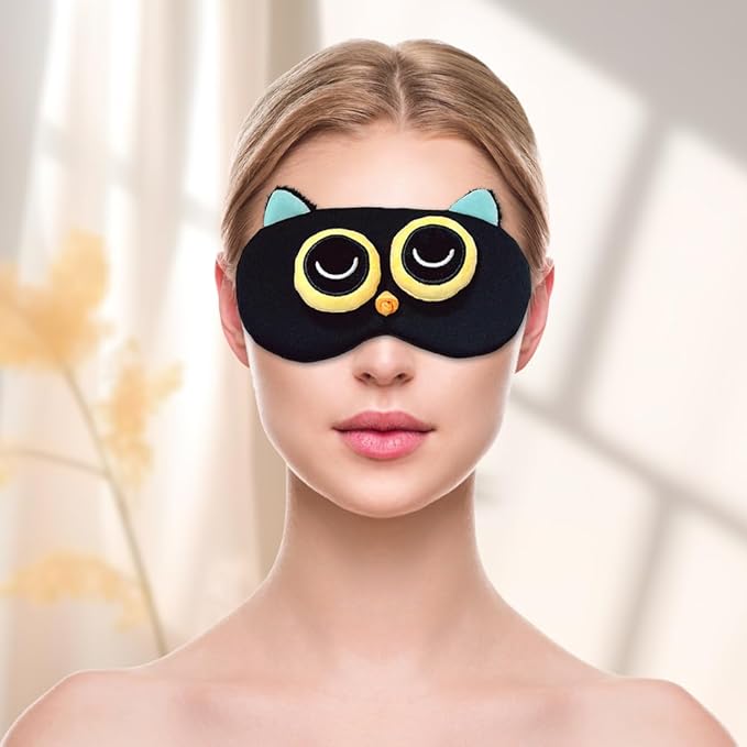 PERFECTSIGHT Owl Sleep Eye Masks, Cute Plush Sleep Eye Cover Lightweight Adjustable Eyeshade Faux Fur Mask Cover for Women Men Sleep Travel Nap-Velvo Beauty