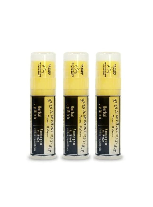 Pharmacopia Chamomile Tangerine Vegan Lip Elixir - Nourishing Vegan Herbal Lip Balm with 100% Natural and 70% Certified Organic Ingredients, 0.25 Oz, Pack of 3-Velvo Beauty