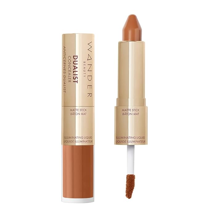 Wander Beauty Dualist Matte and Illuminating Concealer Makeup - Rich Deep - Dual-Ended Matte Concealer Stick + Liquid Concealer - Full Coverage Concealer Brightens & Hydrates Under Eyes - 0.28 fl oz-Velvo Beauty