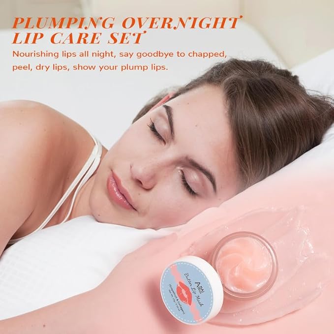 ANAIRUI Lip Mask Set, Lip Exfoliator Scrub & Moisturizer,Grapefruit Lip Care Kits With Lip Sleeping Mask & Sugar Lip Scrub, Lip Overnight Plumper Set for Dry, Chapped Lips-Velvo Beauty