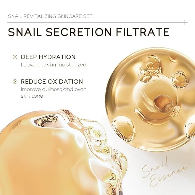 Snail Mucin Skin Care Set,Gold Snail Serum,Ginseng Snail Eye Cream,Snail Essence Cream 3 in 1 Essentials Travel,Improve Damaged Skin Lmproves Elasticity and Minimizes Pores(3pcs)-Velvo Beauty
