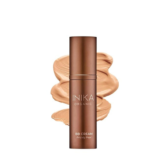 INIKA Organic BB Cream Foundation - Vegan Makeup with Hydrating Prickly Pear, Jojoba, and Pomegranate Seed Oil - Lightweight, Radiant BB Glow for Balanced Skin Tone, Honey 1 fl oz-Velvo Beauty