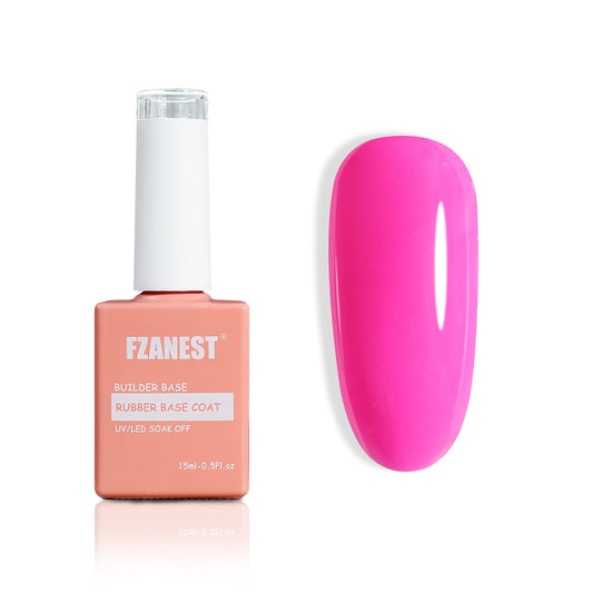 FZANEST Hot Pink Builder Rubber Base Gel, 5 in 1 Builder Gel For Nails Enhance Extension Repair Self-leveling in a Bottle Elastic Rubber Base Coat-Velvo Beauty