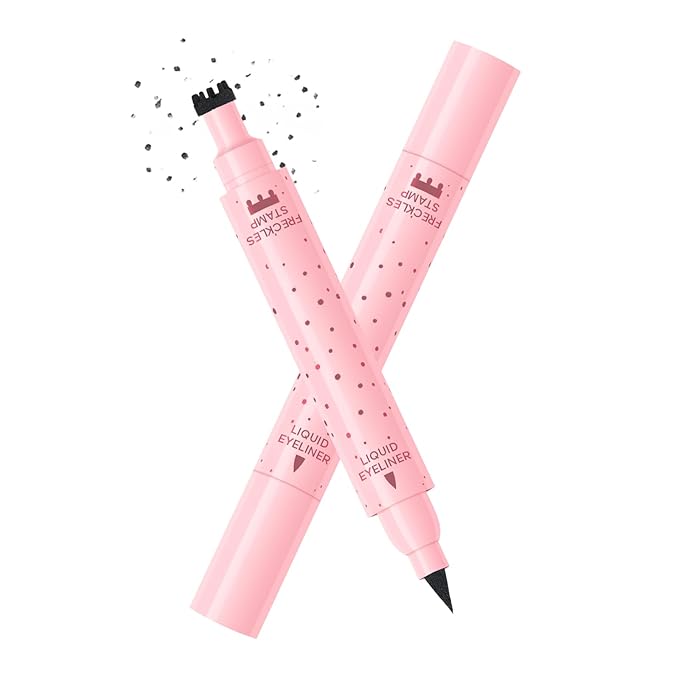 KYDA Freckle Liquid Eyeliner Pen, 2 in 1 Freckles Stamp and Black Liquid Eyeliner, Waterproof and Long lasting Soft Dot Spot Pen Realistic Fake Freckles for Natural Lifelike Sun-kissed Makeup-ESPRESSO-Velvo Beauty