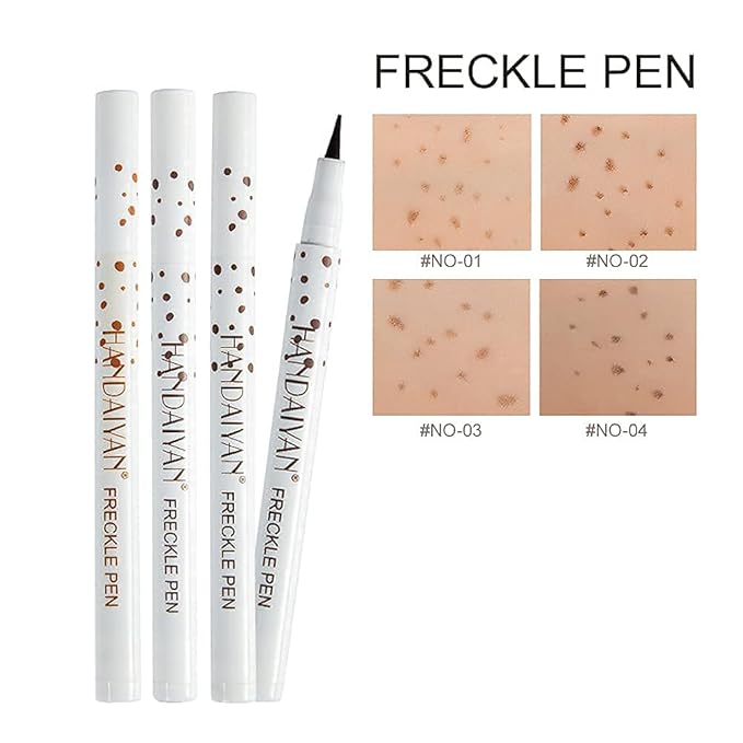 Freckle Pen 4 Colors Available, Natural Lifelike Freckle Makeup Pen, Waterproof Long Lasting Quick Dry - Light Brown, Natural Coffee, Chestnut, Dark Brown-Velvo Beauty