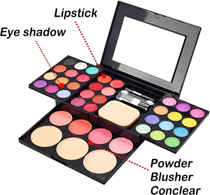 Eyeshadow Makeup Set,39 Colors Combination with Eyeshadows & Facial Blushers & Lip Glosses & Pressed Powders & A Mirror Combo, All-in-One Makeup Gift Kit-Velvo Beauty