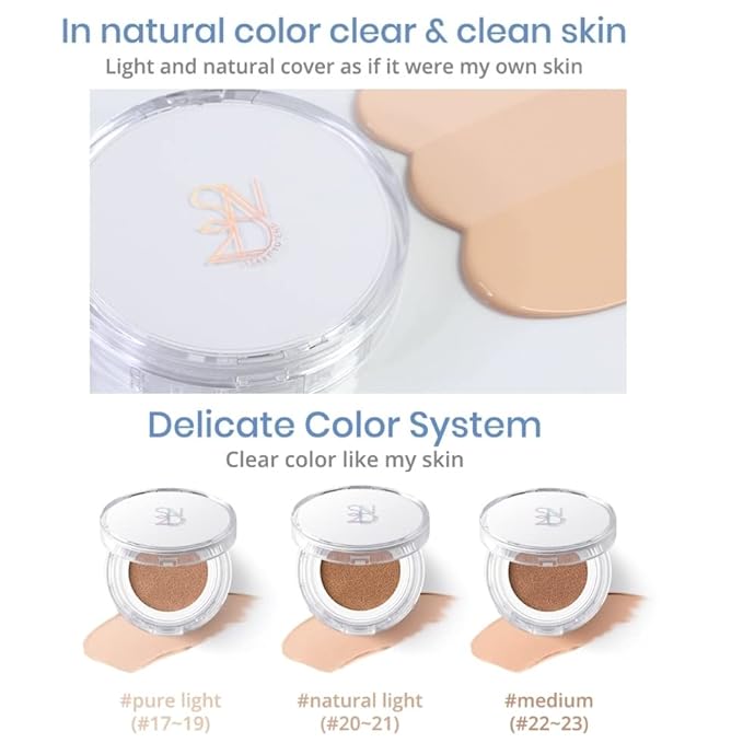 S2ND Zero Fit Matte Cushion Natural Coverage Foundation Air Cushion, Long-Lasting Hydrating Compact (#Pure Light (#17~19))-Velvo Beauty