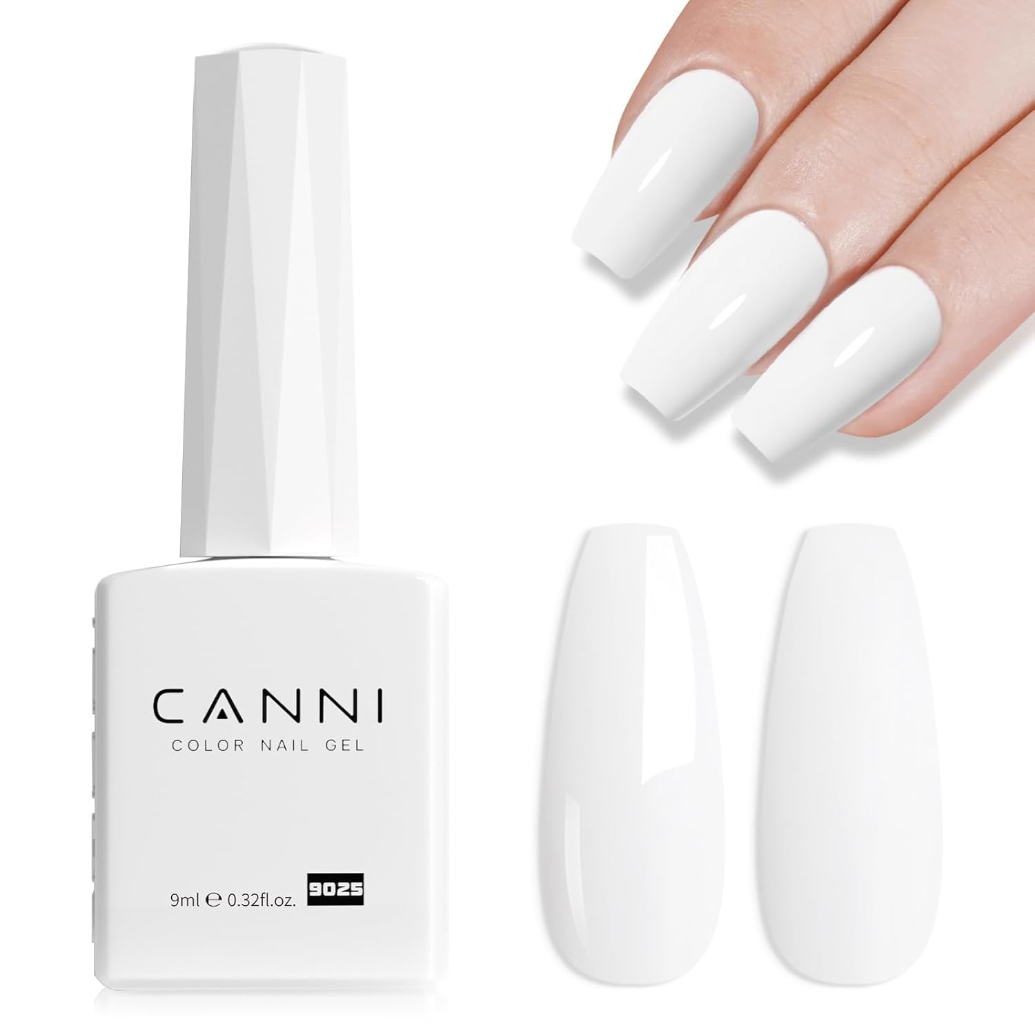 CANNI White Gel Polish – 1 Pc Pure White, High Gloss UV/LED Soak-Off Gel Nail Polish for French Manicure, DIY & Salon Quality for Grils & Women-Velvo Beauty