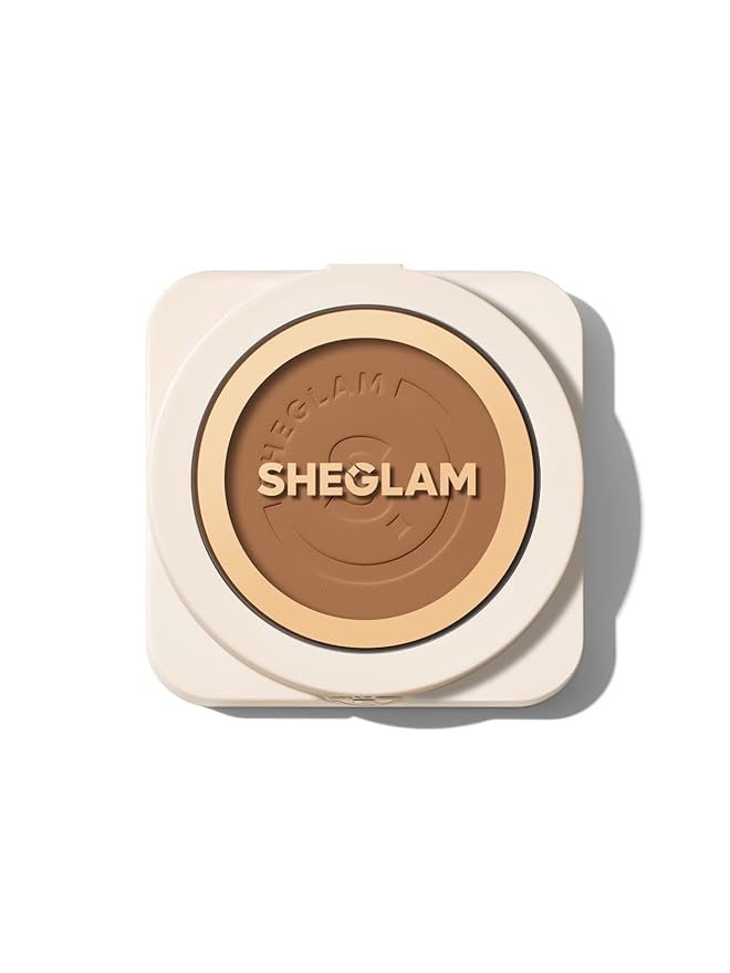 SHEGLAM SKin-Focus Full Coverage Powder Foundation Oil-Control Lightweight Face Pressed Powder Makeup-Chestnut-Velvo Beauty
