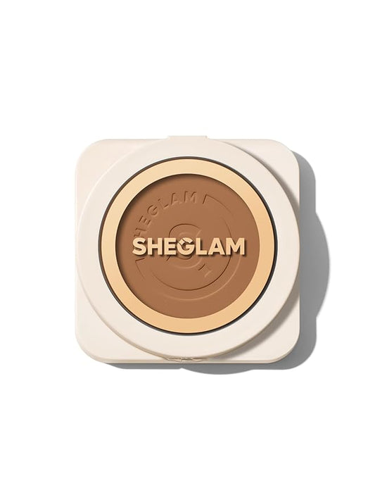 SHEGLAM SKin-Focus Full Coverage Powder Foundation Oil-Control Lightweight Face Pressed Powder Makeup-Chestnut-Velvo Beauty