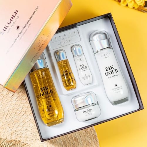 Signature 24K Gold Essential Skin Care 3 Set Toner, Emulsion, Cream Set (24K Gold)-Velvo Beauty