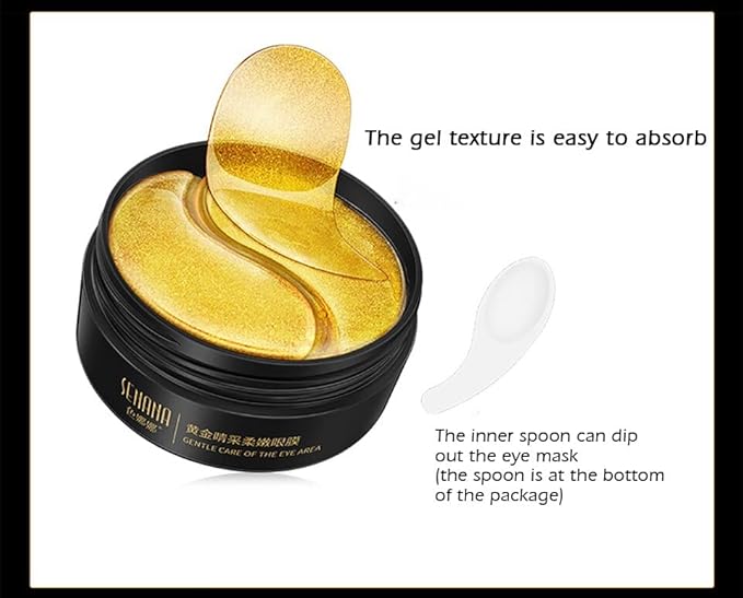 Senana MarinaUnder Eye Masks, Eye Lines And Moisturizing Eye Patches, Moisturizing, Nourishing, Improving Eye Bags, Dark Eye Circles, Under Eye Gel Pads with Collagen Hyaluronic Acid (60 Pieces) (24K Golden eye Collagen)-Velvo Beauty