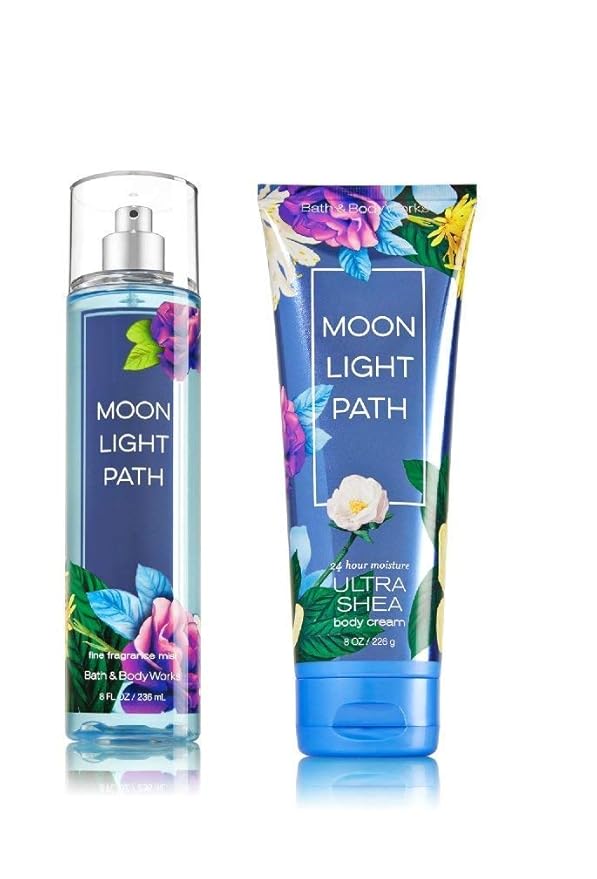 Bath & Body Works - Signature Collection - Moonlight Path - Fine Fragrance Mist 8 Fl Oz & Triple Moisture Body Cream 8 Fl Oz-Velvo Beauty