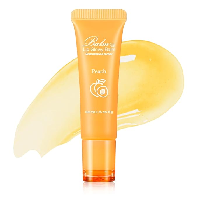 GECOMO Lip Glowy Balm, Moisturizing Lip Gloss, Nourishing Glossy Transparent Plumping Oil, Non-sticky Tinted Toot Lip Balm for Lip Care (PEACH) 0.35oz-Velvo Beauty