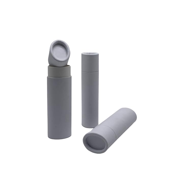 GreenWay 0.5oz / 15g Kraft Paperboard Lip Balm Tubes with Lids - 12 Pack Lip Gloss Tubes Refillable DIY Cosmetic Containers – Oval Shaped Lip Balm Containers Empty Holder Tubes - White-Velvo Beauty