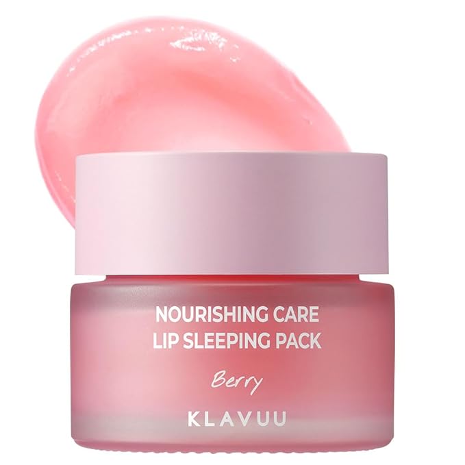 Klavuu Nourishing Care Lip Sleeping Pack - Lip Mask for Exfoliating & Nourishing Lip Treatment Balm for Dry Lips - Natural Moisturizing Lip Oil with - Lip Balm to Repair & Protect Lips 0.7oz (Berry)-Velvo Beauty