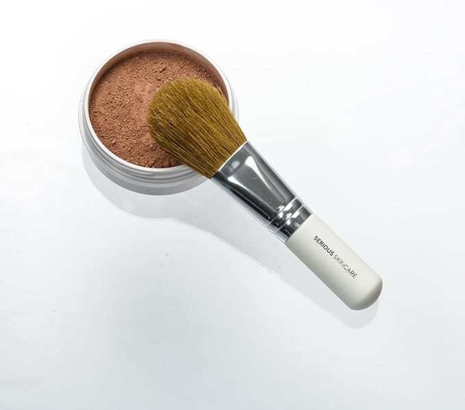 Serious Skincare BELLA ROSE PRO-MINERALS Loose Mineral Powder Makeup Foundation SPF 15 + Goat Hair Application Brush – Sheer to Full Coverage – Luminous Matte Finish – Men and Women - .50 oz (Dark)-Velvo Beauty