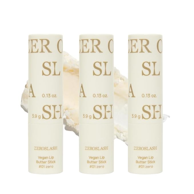 Zeroslash Vegan Lip Butter Stick with Shea Butter & Squalane 0.13oz – Hydrating Lip Balm for Dry, Chapped Lips | Plant-Based Lip Care with 6 Natural Oils | Overnight Lip Mask | Pack of 3-Velvo Beauty